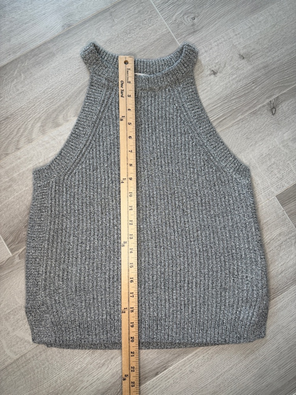 Madewell Gray Marled Ribbed Knit Mock Neck Sleeveless Sweater Tank M - Picture 3 of 6